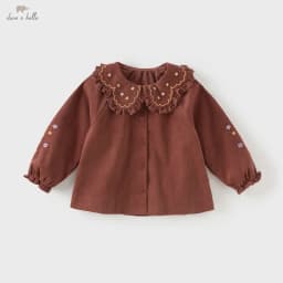 Dave Bella Children's Long sleeves Shirt Fashion Casual Autumn Girl's Sweet Cute Cotton Blouse Baby Tops Gentle Party DB3253165