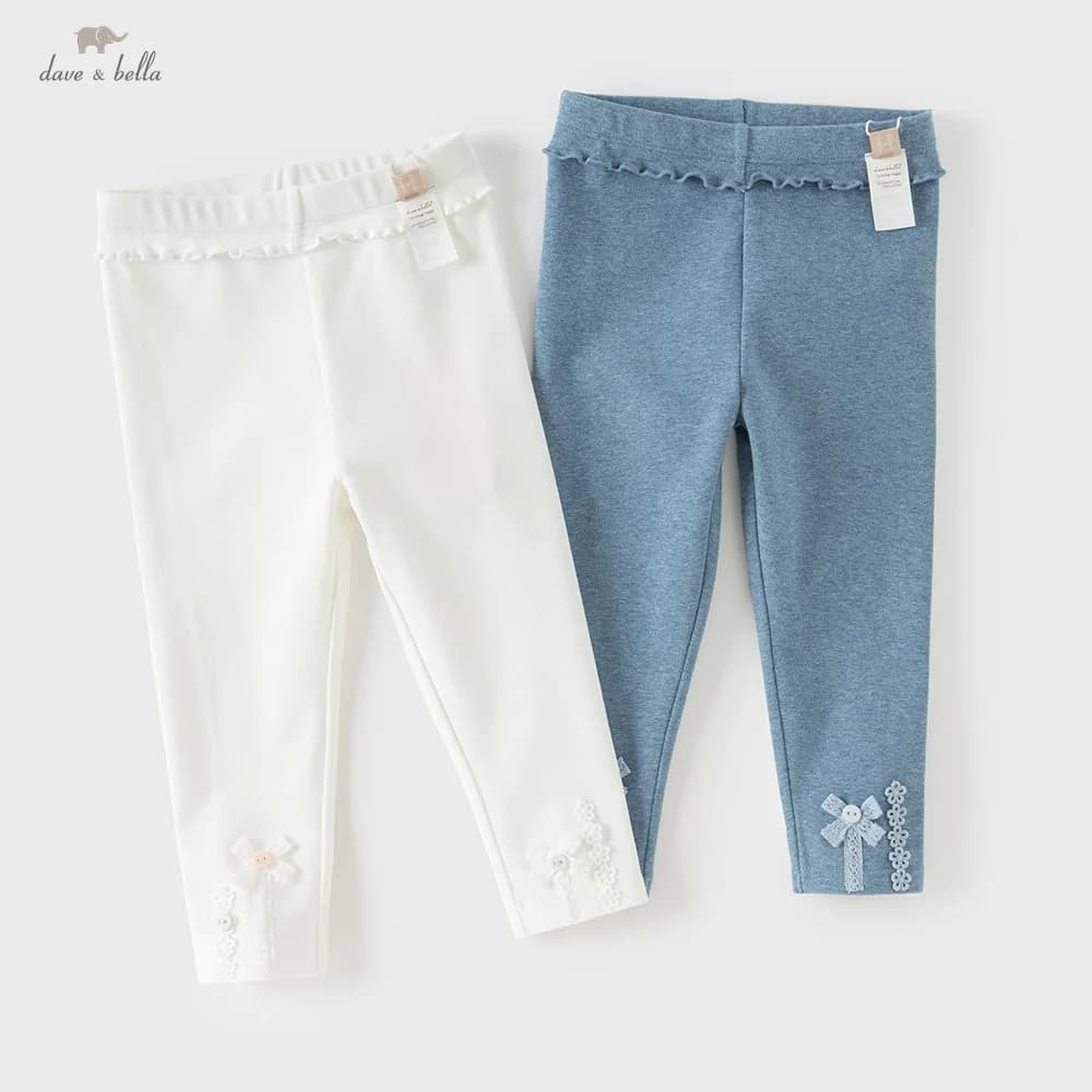 Dave Bella Children Leggings Girls Clothes Spring Autumn Kids Elastic Waist Pants Baby Fashion Outdoor Trousers Cotton DB1260810