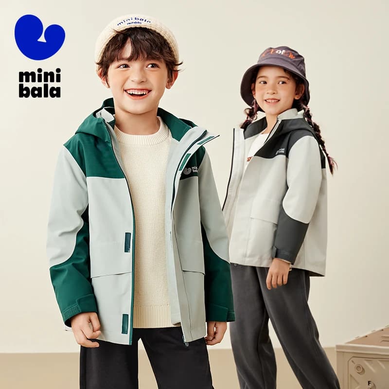 Mini Bala Boys and Girls Windproof Jacket Spring and Autumn Kids Waterproof Breathable Coat for Outdoor Adventures