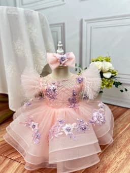 New Baby Girl Toddler Dress Birthday Party Dress Exquisite Unique Girl Sweet Little Fly Sleeve Cake Skirt