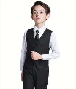 Boys Suits 4-Piece Jacket Vest Pants Tie Random Teen Dress Wedding Performance Prom Formalwear Classic Slim Elegant Age 2-16Y