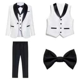 New Arrival Boys Elegant Tuxedo 4 Pieces Wedding Ring Bearer Outfit Classic Formal Kids Suit Set School Choir Performance 3-14T