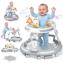 Safety-Enhanced 4-In-1 Grow-With-Me Baby Walker & Play Center - Adjustable 8 Heights, Anti-Tip Base, 8 Silent Brake Wheels