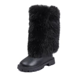Girls High Boots Children Warm Princess Leather Boots Soft Soled Kids Fashion Long Boots Anti-Slippery All Match 2024 Winter New