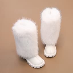 Girls High Boots Children Warm Princess Leather Boots Soft Soled Kids Fashion Long Boots Anti-Slippery All Match 2024 Winter New