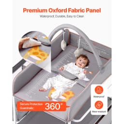 SucceBuy Baby Changing Table Foldable Diaper Change Station with 2 Fabric Drawers Side Basket & Hanging Rod Adjustable Height
