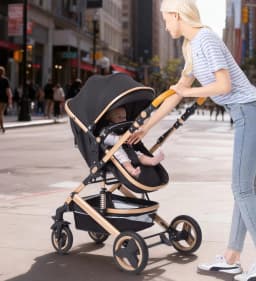 Oversized Canopy 3-in-1 Baby Stroller 2026, One-Hand Fold Lightweight Compact, Space-Saving Travel System, Breathable Material, Shock-Absorption Wheels