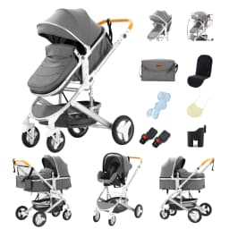Oversized Canopy 3-in-1 Baby Stroller 2026, One-Hand Fold Lightweight Compact, Space-Saving Travel System, Breathable Material, Shock-Absorption Wheels