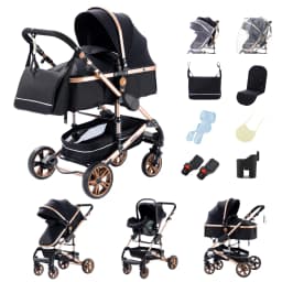 Oversized Canopy 3-in-1 Baby Stroller 2026, One-Hand Fold Lightweight Compact, Space-Saving Travel System, Breathable Material, Shock-Absorption Wheels