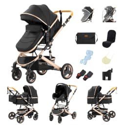 Oversized Canopy 3-in-1 Baby Stroller 2026, One-Hand Fold Lightweight Compact, Space-Saving Travel System, Breathable Material, Shock-Absorption Wheels