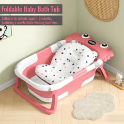 Foldable Baby Bathtub,Portable Infant Tub,Newborn Bath Tub with Thermometer,Crab Shape Baby Bath,Travel Baby Bathtub with Float