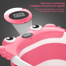 Foldable Baby Bathtub,Portable Infant Tub,Newborn Bath Tub with Thermometer,Crab Shape Baby Bath,Travel Baby Bathtub with Float