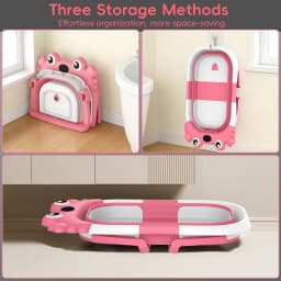 Foldable Baby Bathtub,Portable Infant Tub,Newborn Bath Tub with Thermometer,Crab Shape Baby Bath,Travel Baby Bathtub with Float