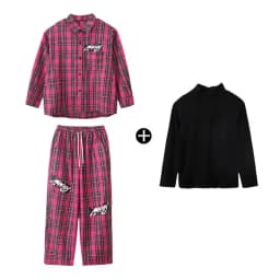 Kids Kpop Streetwear Ballroom Hip Hop Dance Costumes Rose Red Plaid Shirt Elastic Waist Pants Set Boys Jazz Performance Clothes