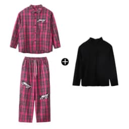Kids Kpop Streetwear Ballroom Hip Hop Dance Costumes Rose Red Plaid Shirt Elastic Waist Pants Set Boys Jazz Performance Clothes