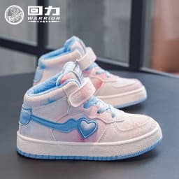 Warrior Children Casual Shoes Winter Warm Patchwork 2025 Kids Cotton Shoes for Girls Boys Sneakers Thickened Fleece Lined