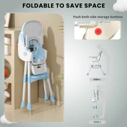 Foldable Baby High Chair For Infants Toddlers, 2 In 1 Convertible Dining Play Feeding Chair, Ergonomic Comfort Kids Eating Highchair With Removable Double Layer Tray, Space Saving Portable Baby Furniture For Home Kitchen Travel