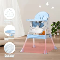 Foldable Baby High Chair For Infants Toddlers, 2 In 1 Convertible Dining Play Feeding Chair, Ergonomic Comfort Kids Eating Highchair With Removable Double Layer Tray, Space Saving Portable Baby Furniture For Home Kitchen Travel