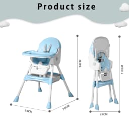 Foldable Baby High Chair For Infants Toddlers, 2 In 1 Convertible Dining Play Feeding Chair, Ergonomic Comfort Kids Eating Highchair With Removable Double Layer Tray, Space Saving Portable Baby Furniture For Home Kitchen Travel