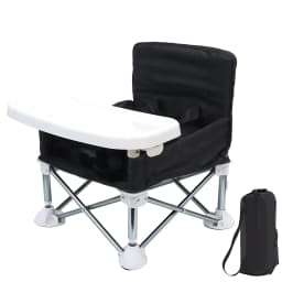 Folding Baby Dining Chair with Detachable Tray Carry Bag Lightweight Foldable Baby Seat Safety Harness for Indoor Outdoor Use