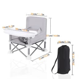 Folding Baby Dining Chair with Detachable Tray Carry Bag Lightweight Foldable Baby Seat Safety Harness for Indoor Outdoor Use