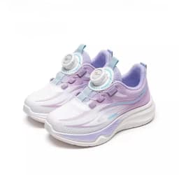 2026 Spring New Princess Style Rotating Button Girls Sports Shoes Breathable Mesh Children Casual Shoes