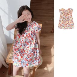 Children's Clothing 2026 Summer New Arrivals: Fashionable and Cute Printed Princess Dresses for Girls—100% Cotton Sweet Long