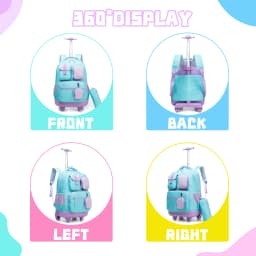Meetbelify Rolling Backpack for Girls Backpacks with Wheels Kids Carry on Luggage for Girls