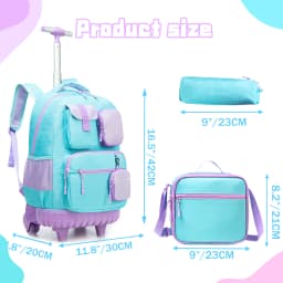 Meetbelify Rolling Backpack for Girls Backpacks with Wheels Kids Carry on Luggage for Girls