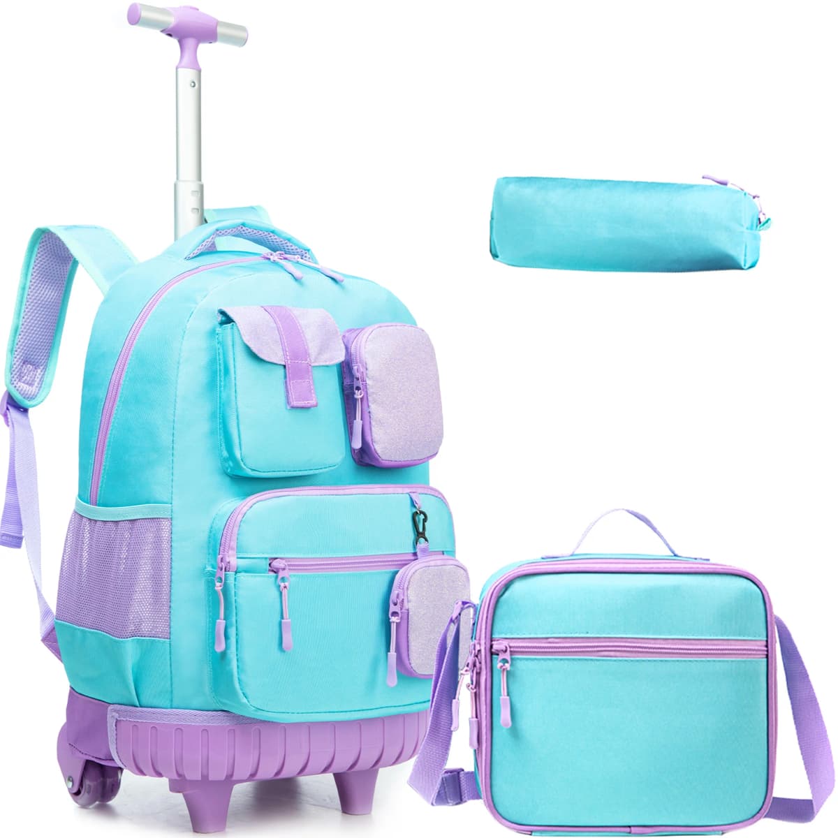 Meetbelify Rolling Backpack for Girls Backpacks with Wheels Kids Carry on Luggage for Girls