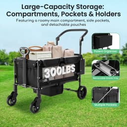 TouHeart 2 Seat Wagon Stroller For 2 Kids, Foldable All-Terrain Wagon for Toddler with Canopy 220 lbs Capacity