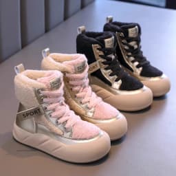 Kids Warm Fleece Lining Boots for Boys Girls 2025 New Winter Kids Hiking Boots Non-slip Versatile Chic Kids School Snow Boots