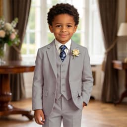Summer Beach Wedding Suit for Ring Bearer, Boy's Formal Suit Set 4 Pieces (Jacket Vest Pants Tie) Birthday Communion Prom Suits