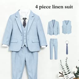Summer Beach Wedding Suit for Ring Bearer, Boy's Formal Suit Set 4 Pieces (Jacket Vest Pants Tie) Birthday Communion Prom Suits