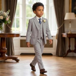 Summer Beach Wedding Suit for Ring Bearer, Boy's Formal Suit Set 4 Pieces (Jacket Vest Pants Tie) Birthday Communion Prom Suits