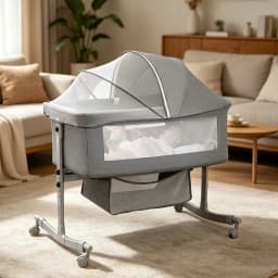 Baby Crib 3 in 1 Baby bed Portable Foldable Adjustable Height Silent Wheels Shaker Bassinet With Mosquito Net for Newborn