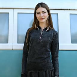 BARCALI Youth Set Navy and Black Sweatshirt and Maxi Skirt Suit Long Sleeve Contrast Collar and Zipper French Terry for Winter