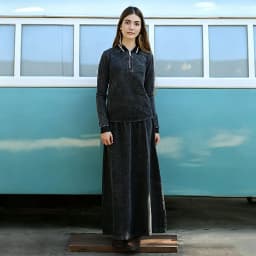 BARCALI Youth Set Navy and Black Sweatshirt and Maxi Skirt Suit Long Sleeve Contrast Collar and Zipper French Terry for Winter