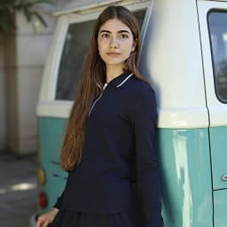 BARCALI Youth Set Navy and Black Sweatshirt and Maxi Skirt Suit Long Sleeve Contrast Collar and Zipper French Terry for Winter