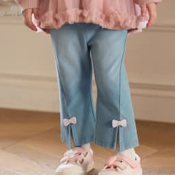 Dave Bella Jeans Pant Autumn Children Spring Clothes Denim Blue Girls Bell-bottom Trousers Bow Fashion Outdoor Elastic DB3261732