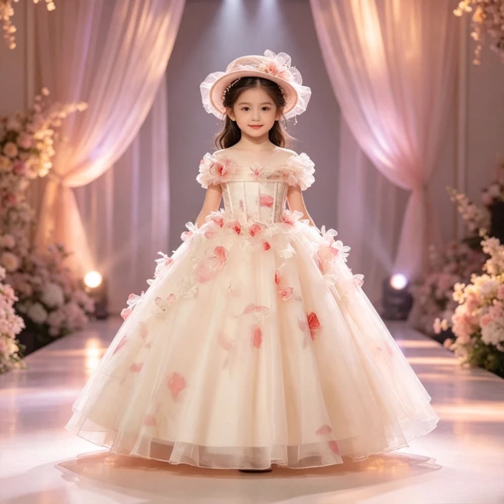 Flower Girl Wedding Dress Luxury Birthday Princess Gown Elegant Performance Formal Childrens Party Exclusive Kids Pageant Piano