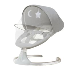 Baby Swing Chair Infant Rocking Seat with 5 Motion Levels 3 Position Adjustable Backrest Sitting Reclining Lie Flat Newborn Soothing Rocker with Canopy Mosquito Net 5 Point Safety Harness Comfortable Baby Bouncer for 0-24 Months
