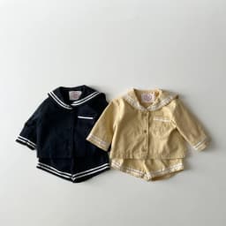2026 Spring New Baby Girl Sailor Collar Tops + Shorts 2pcs Suit Kids Boys Long Sleeve Casual Striped Clothes Set Toddler Outfits