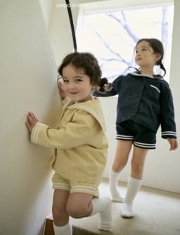 2026 Spring New Baby Girl Sailor Collar Tops + Shorts 2pcs Suit Kids Boys Long Sleeve Casual Striped Clothes Set Toddler Outfits