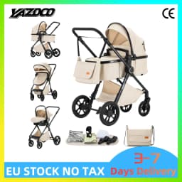 3 in 1 Portable High View Baby Pram Fitted With Infant Safety Seat, Stable Lightweight Rust-Proof Frame, Skin-Friendly Mesh Cushion, Effortless One-Step Folding And Multi-Level Reclining Backrest For Infants Daily Use
