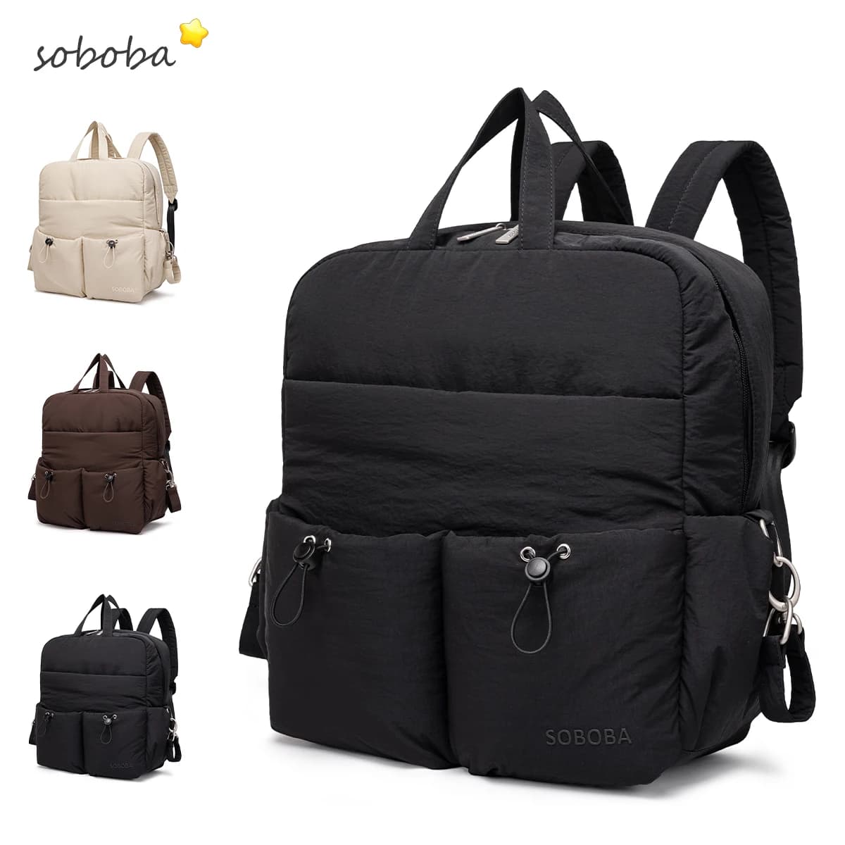 SOBOBA Diaper Backpack Multifunctional Maternity Baby Nappy Bag Large Capacity Nylon Travel Mommy Bag with Stroller Straps