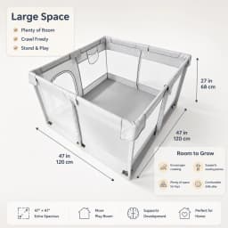 47×47×27 Inch Grey Breathable Mesh Baby PlaypenBaby Playpen with Anti-Slip Mat, Sturdy&Safety Baby Fence,for Infants & Toddlers , , Sturdy Safe Easy Assembly Indoor Outdoor Toddler Activity Play Yard, Ideal Holiday Gift for Kids
