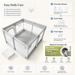 47×47×27 Inch Grey Breathable Mesh Baby PlaypenBaby Playpen with Anti-Slip Mat, Sturdy&Safety Baby Fence,for Infants & Toddlers , , Sturdy Safe Easy Assembly Indoor Outdoor Toddler Activity Play Yard, Ideal Holiday Gift for Kids