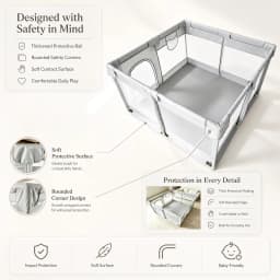 47×47×27 Inch Grey Breathable Mesh Baby PlaypenBaby Playpen with Anti-Slip Mat, Sturdy&Safety Baby Fence,for Infants & Toddlers , , Sturdy Safe Easy Assembly Indoor Outdoor Toddler Activity Play Yard, Ideal Holiday Gift for Kids