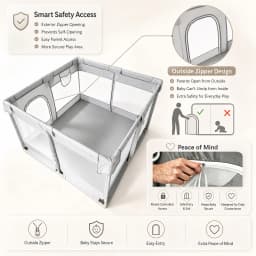 47×47×27 Inch Grey Breathable Mesh Baby PlaypenBaby Playpen with Anti-Slip Mat, Sturdy&Safety Baby Fence,for Infants & Toddlers , , Sturdy Safe Easy Assembly Indoor Outdoor Toddler Activity Play Yard, Ideal Holiday Gift for Kids